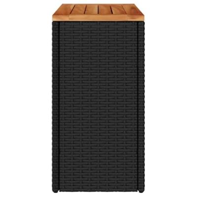 Tuinbijzettafel met houten blad 58x27,5x55 cm poly rattan zwart