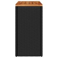 Tuinbijzettafel met houten blad 58x27,5x55 cm poly rattan zwart - thumbnail