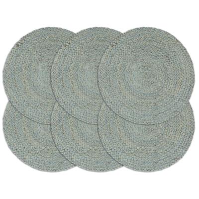VidaXL Placemats 6 st rond 38 cm jute olijfgroen