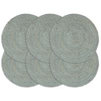 VidaXL Placemats 6 st rond 38 cm jute olijfgroen - thumbnail