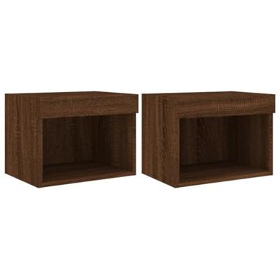 Nachtkastjes met LED's 2 st wandgemonteerd bruineikenkleurig Nachtkastjes met LED's 2 st wandgemonteerd bruineikenkleurig