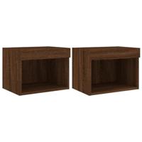 Nachtkastjes met LED's 2 st wandgemonteerd bruineikenkleurig - thumbnail