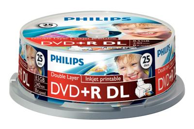 Dvd+r philips 8.5gb dl 8x iw sp (25) | 15 stuks