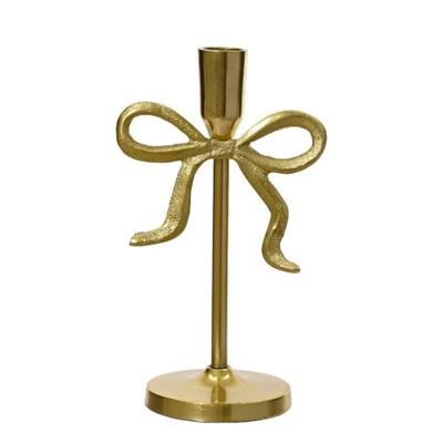 Decoris kandelaar aluminium strik 12x8.5x21cm goud