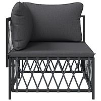 Tuinhoekbank met kussens geweven stof antracietkleurig - thumbnail