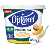 Optimel Probiotica Yoghurt Mango Passievrucht Smaak 0% Vet 450 g bij Jumbo - thumbnail