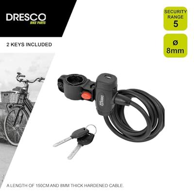 Dresco 5250206 fietsslot Zwart 1500 mm Kabelslot Dresco 5250206 fietsslot Zwart 1500 mm Kabelslot