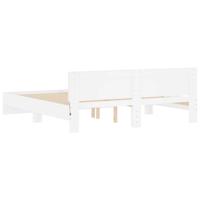 Bedframe met hoofdeinde en LED-verlichting wit 200x200 cm - thumbnail