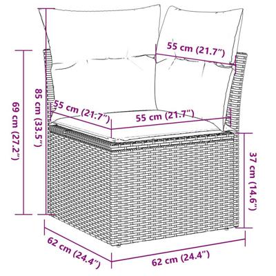5-delige Loungeset met kussens poly rattan grijs