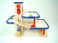 Pintoy houten garage + 3 houten autootjes - thumbnail