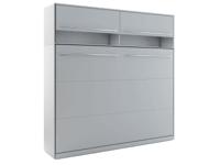 Opklapbed CONCEPTION 140x200 cm mat grijs (horizontaal) met opzetkast met matras - thumbnail