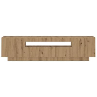 Tv-meubel met LED 160x35x40 cm bewerkt hout artisanaal eiken