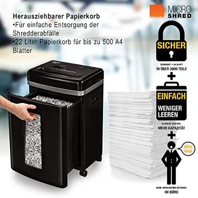 Fellowes Microshred™ 450M Papierversnipperaar 9 vellen Cross cut 2 x 12 mm P-5 22 l Ook geschikt voor Paperclips, CDs, DVDs, Nietjes, Creditcards Fellowes Microshred™ 450M Papierversnipperaar 9 vellen Cross cut 2 x 12 mm P-5 22 l Ook geschikt voor Paperclips, CDs, DVDs, Nietjes, Creditcards