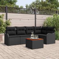 Tuinbankenset met kussen 6 pcs Zwart poly rattan - thumbnail