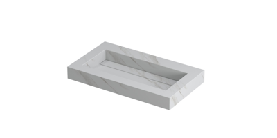 INK Pitch Wastafel Keramische Slab Bak met Drain en Front en Side Skirts Zonder Kraangat - 800x450x90 mm - Calacatta Mat