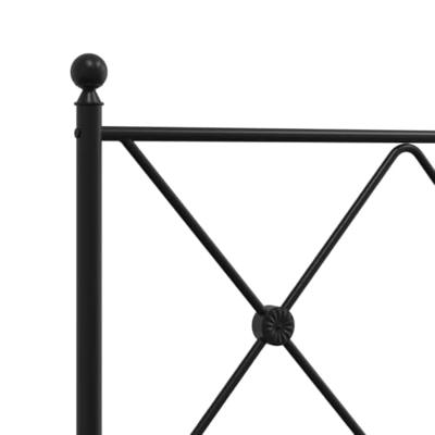 Bedframe met hoofdbord metaal zwart 140x200 cm - thumbnail