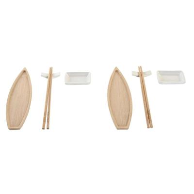 Sushi-set DKD Home Decor 8 x 5 x 2 cm Keramisch Natuurlijk Wit Orientaals