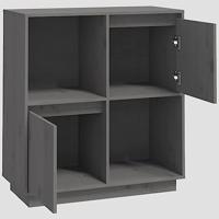 Dressoir 74x35x80 cm massief grenenhout grijs - thumbnail