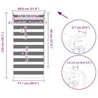 VidaXL Zebra rolgordijn 80,9 x 150 cm stofbreedte 76,7 cm wit - thumbnail