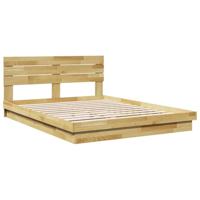 Bedframe hoofdeinde zonder matras 135x190 cm massief hout eiken - thumbnail