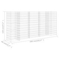 VidaXL Gabion plantenbak h-vormig 260x40x120 cm staaldraad - thumbnail