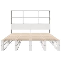 Bed met boekenkast zonder matras massief hout wit 140x190 cm - thumbnail