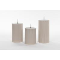 B.O. 3Pcs 3D Wick Taupe Ribbel Candle kaars 7,5X1012,515 cm Rusti Anna's Collection - Annas collection - thumbnail