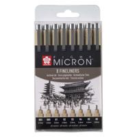 Sakura pigma micron etui 8 fineliners zwart - thumbnail