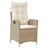 Tuinstoelen 2 st verstelbaar met kussens poly rattan beige - thumbnail