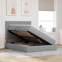 Opslag bed met matras Lichtgrijs 140 x 190 cm Nep Leer - thumbnail