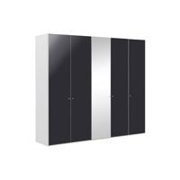 Goossens Kledingkast Easy Storage Ddk, Kledingkast 253 cm breed, 220 cm hoog, 4x draaideur en 1x spiegel draaideur midden - thumbnail