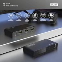 Digitus DS-55336 1 + 2 poorten HDMI-splitter LED-weergave, Met status-LEDs, Met metalen behuizing, Individueel schakelbaar, Ultra HD-geschikt 3840 x 3840 Pixel - thumbnail