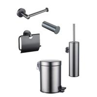 Fortifura Calvi Toiletset 5-delig - toiletrolhouder - reserverolhouder - toiletborstelhouder - handdoekhaak - pedaalemmer - Geborsteld Gunmetal PVD SW1183147/SW721172/SW1111545/SW1211592/SW1111580 - thumbnail