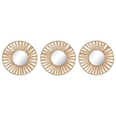 Set spiegels Home ESPRIT Natuurlijk Scandi 20 x 2 x 20 cm (3 Onderdelen)