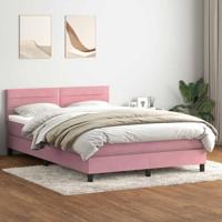 Boxspring met matras en LED fluweel roze 140x220 cm - thumbnail