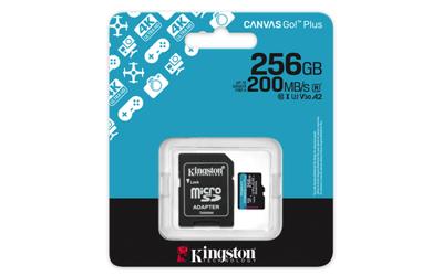 Kingston Technology 256GB microSDXC Canvas Go! Plus Gen4 200MB/s A2 U3 V30 kaart + adapter - thumbnail