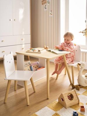 Set tafel en 2 stoelen kind beer wit Set tafel en 2 stoelen kind beer wit