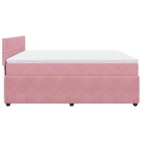 Boxspring met matras fluweel roze 200x200 cm - thumbnail