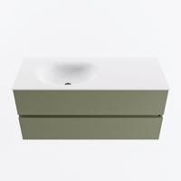 MONDIAZ VICA 110cm badmeubel onderkast Army 2 lades. Wastafel MOON links zonder kraangat, kleur Talc. - thumbnail