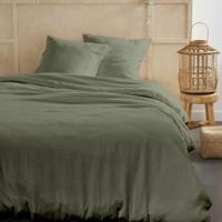 Bedset - TODAY - 123329 - 2 personen - 260x240cm - Effen katoenen gaas - Salie - thumbnail