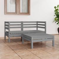 3-delige Loungeset massief grenenhout grijs - thumbnail