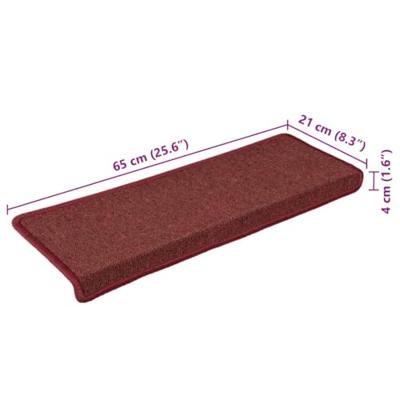 VidaXL Trapmatten 15 st 65x21x4 cm bordeaux rechthoekige rand - thumbnail