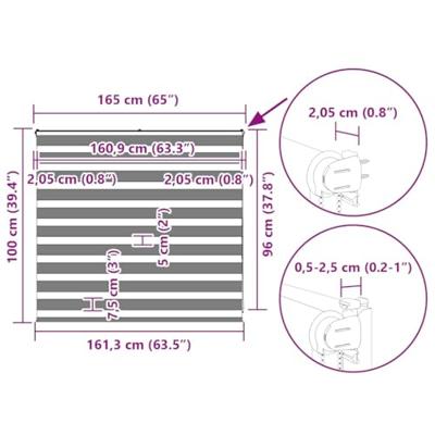 VidaXL Zebra rolgordijn 165x100 cm stofbreedte 160,9 cm donkergrijs