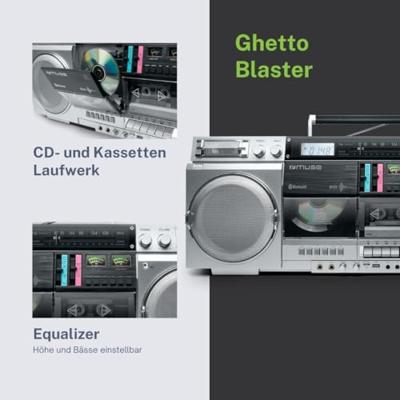 Muse M-380GBS - Ghettoblaster met, FM, CD, cassette, USB, SD, 80 Watt
