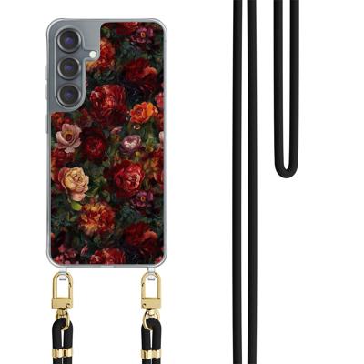 Samsung Galaxy S25 hoesje met zwart koord - Floral garden