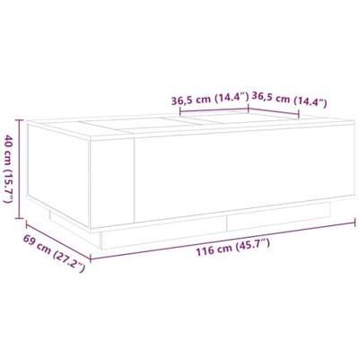 Salontafel met Infinity LED 116x69x40 cm wit