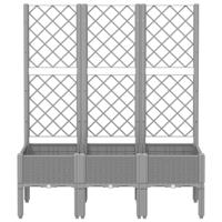 Plantenbak met latwerk 120x40x142 cm polypropeen lichtgrijs - thumbnail