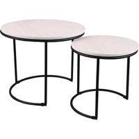 Bijzettafel - Trion Dorina - 2 stuks Bijzettafeltjes - Zwart/Wit - thumbnail