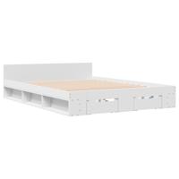 Bedframe met lades bewerkt hout wit 150x200 cm - thumbnail