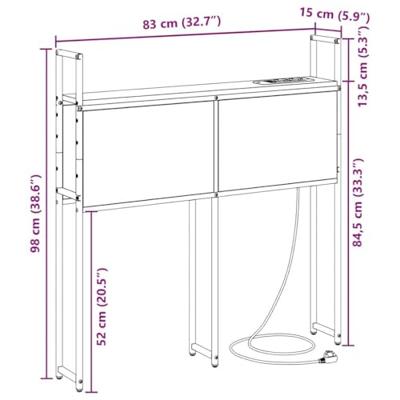 Opberghoofdbord bruin eikenkleur 80 cm Bewerkt hout